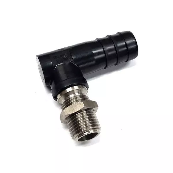 12201-CE-785TD, 3/4″ ELBOW BARB X STAINLESS 11/16″ MALE NOZZLE THREAD
