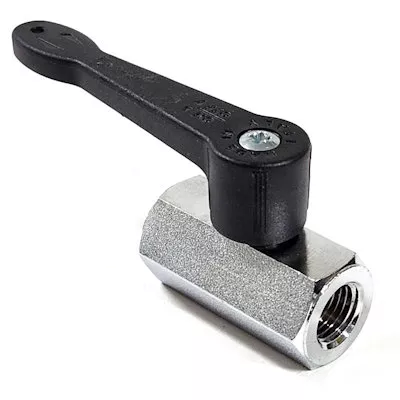 90FFL14, 1/4″ FPT X 1/4″ FPT CHROME PLATED BRASS MICROVALVE WITH LONG HANDLE