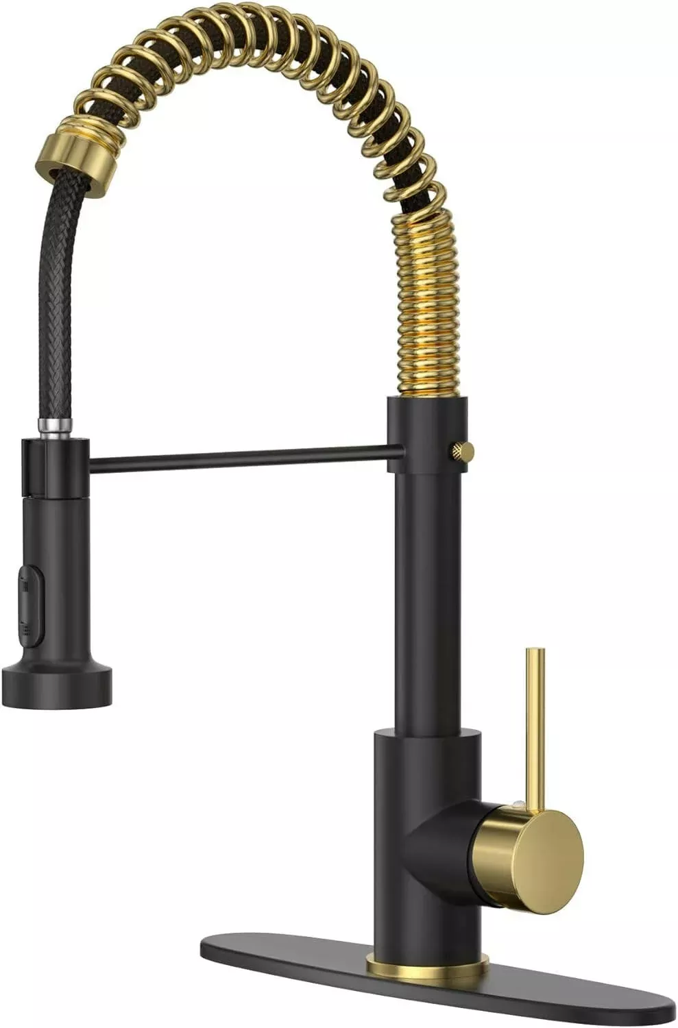 IBOFYY Single Handle Commercial Kitchen Sink Faucet with Multifunctional Pull-Down Spout (Matte Black)